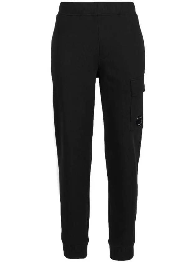 Men's Lens Wappen Diagonal Fleece Jogger Track Pants Black - CP COMPANY - BALAAN 2