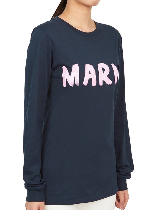 Logo Long Sleeve T-Shirt Navy - MARNI - BALAAN 6