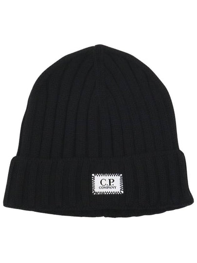 Logo Patch Wool Beanie Black - CP COMPANY - BALAAN 2