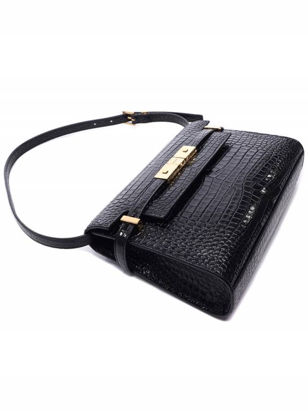 Manhattan Crocodile Small Shoulder Bag Black - SAINT LAURENT - BALAAN 6