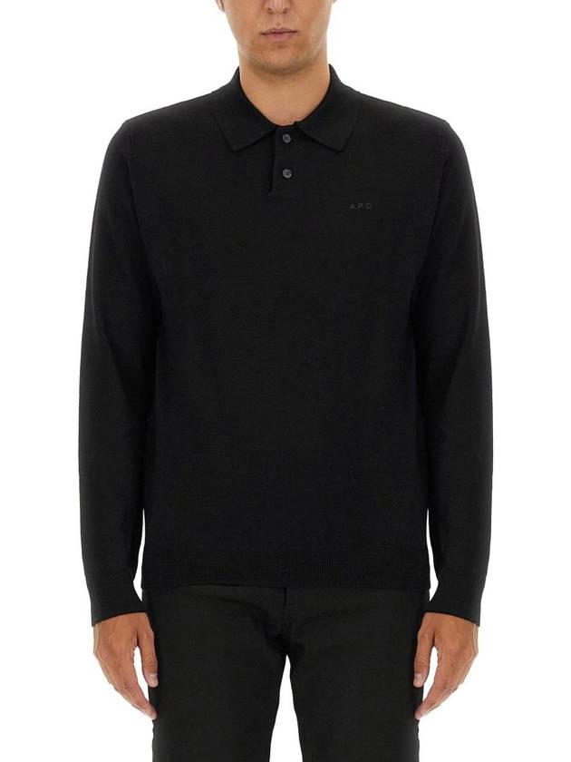 Jacob Logo Polo Knit Top Black - A.P.C. - BALAAN 2