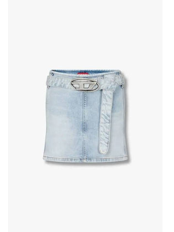 Women s Logo Belt Denim Skirt Light Indigo - DIESEL - BALAAN 1