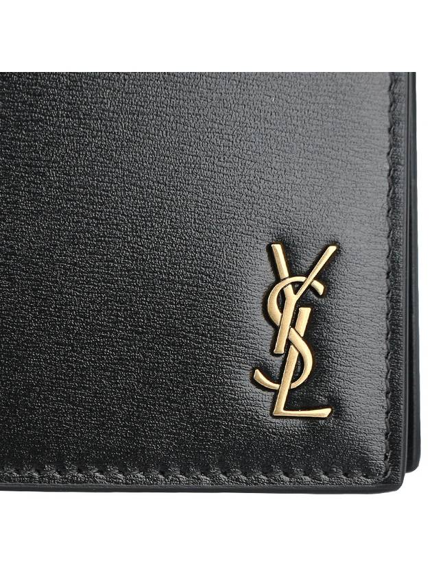 Monogram Gold Hardware Bifold Wallet Black - SAINT LAURENT - BALAAN 6