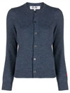 Small Red Heart Wappen Wool Cardigan Blue - COMME DES GARCONS - BALAAN 1