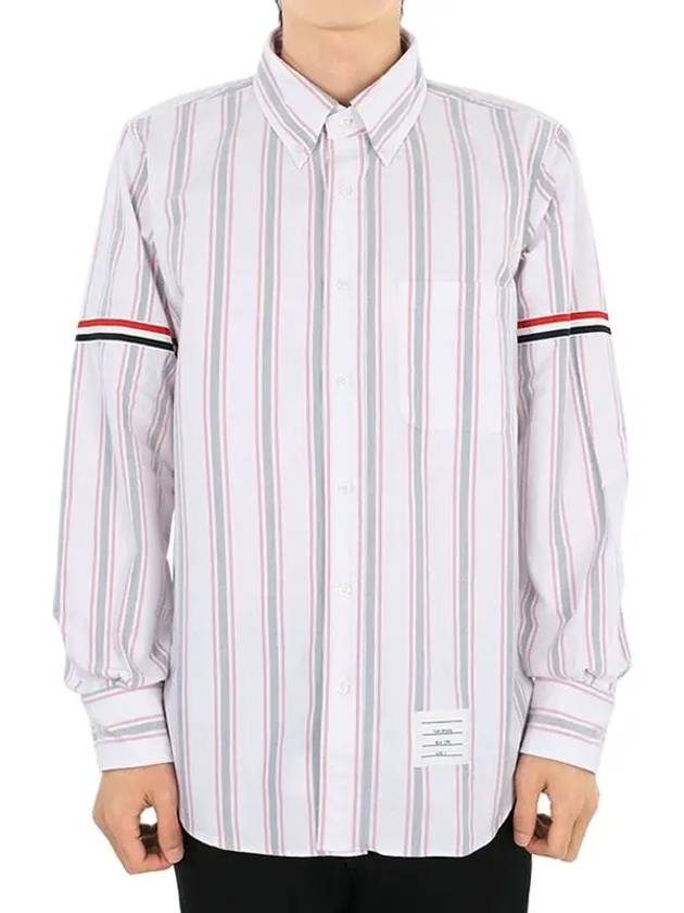 Stripe Oxford Armband Long Sleeve Shirt - THOM BROWNE - BALAAN 3