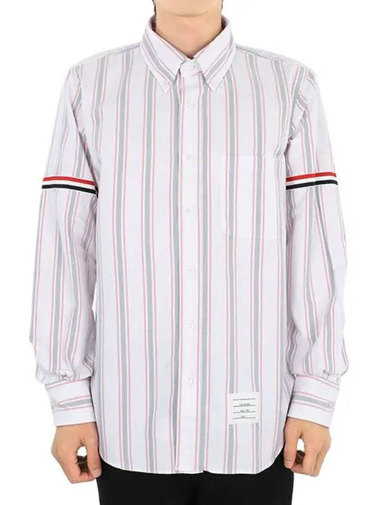 Stripe Oxford Armband Long Sleeve Shirt - THOM BROWNE - BALAAN 2