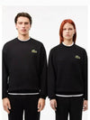 Loose Fit Badge Accent Fleece Sweatshirt Black - LACOSTE - BALAAN 2