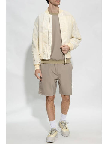 Stretch Nylon Badge Bermuda Shorts Dove Grey - STONE ISLAND - BALAAN 1