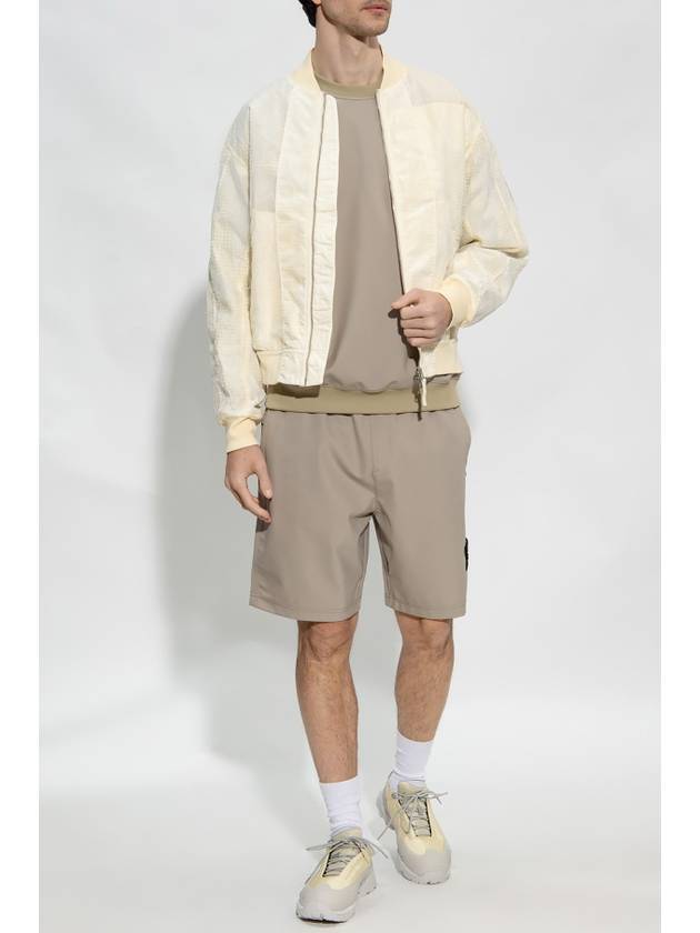 Stretch Nylon Badge Bermuda Shorts Dove Grey - STONE ISLAND - BALAAN 1