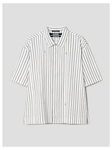 Jacquemus Men s La Chemise Manche Cort Print Beige Striped Domestic Product GM0024010821495 - JACQUEMUS - BALAAN 1