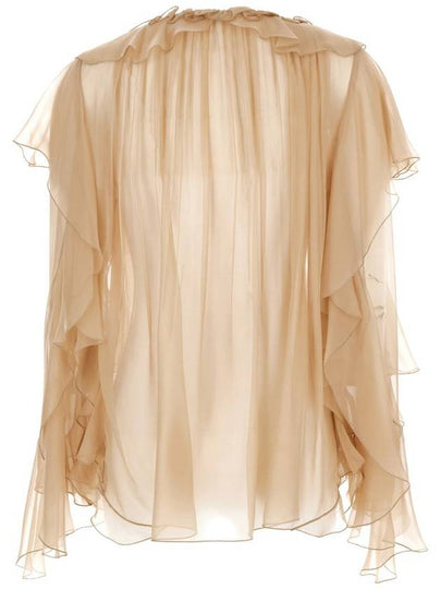 Pink Shirt With Ruffle Detail In Silk Chiffon Woman - ALBERTA FERRETTI - BALAAN 2