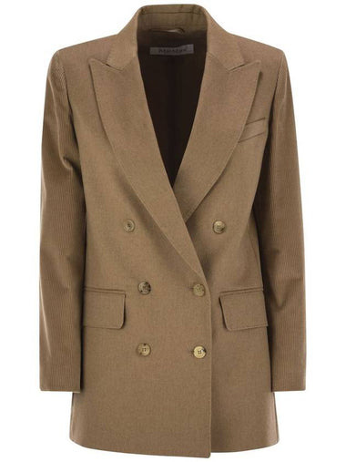 POTENTE - Camel and velvet double-breasted blazer - MAX MARA - BALAAN 1