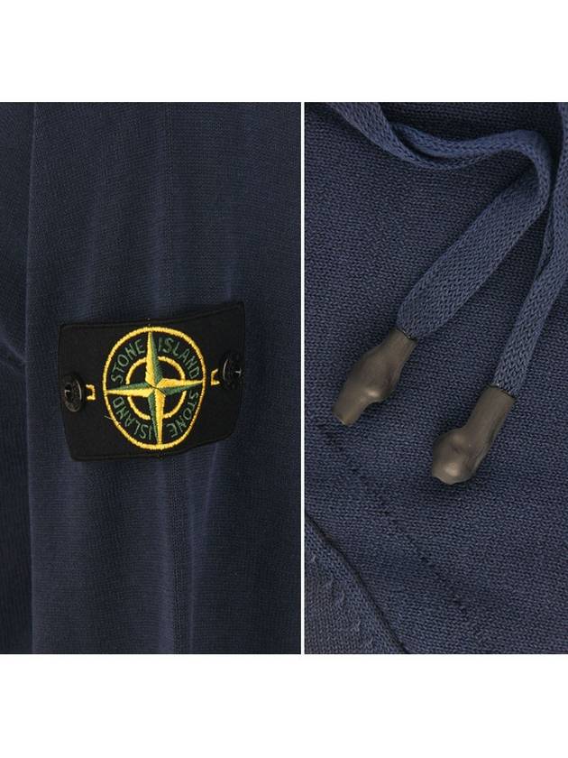 Men's Wappen Patch Cotton Zip Up Hoodie Navy - STONE ISLAND - BALAAN 6