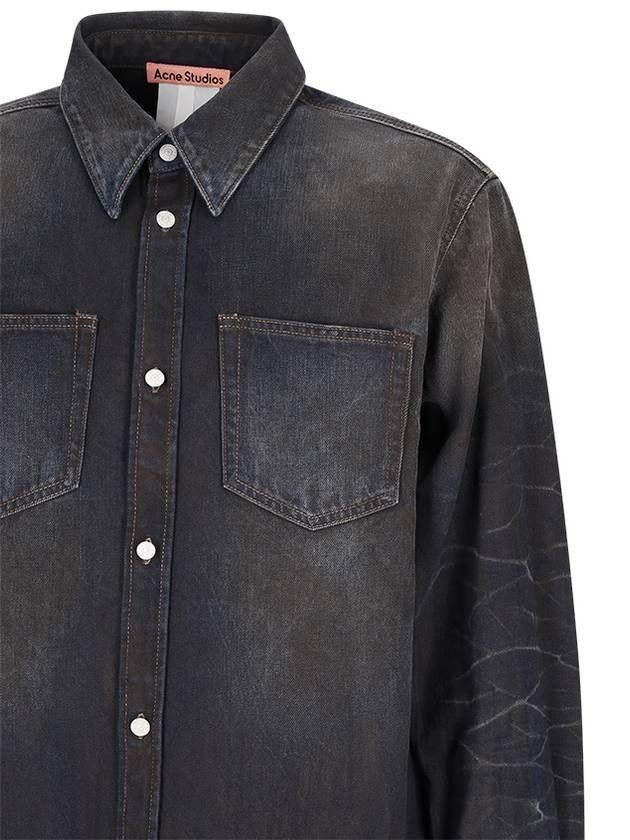 Oversized Denim Long Sleeve Shirt Dark Blue - ACNE STUDIOS - BALAAN 4