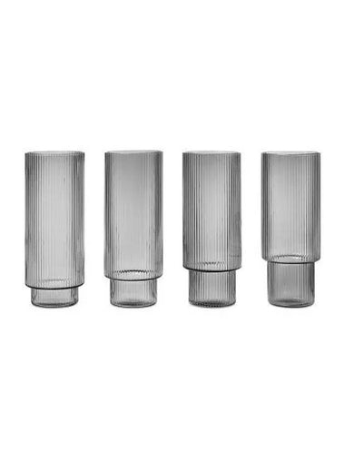 Wonderum Ripple Long Cup Set of 4 Smoke Gray - FERM LIVING - BALAAN 1