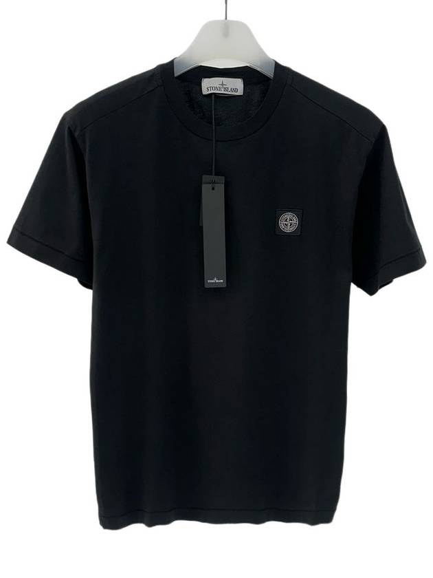 Slimfit Cotton Jersey Short Sleeve T-shirt Black - STONE ISLAND - BALAAN 6