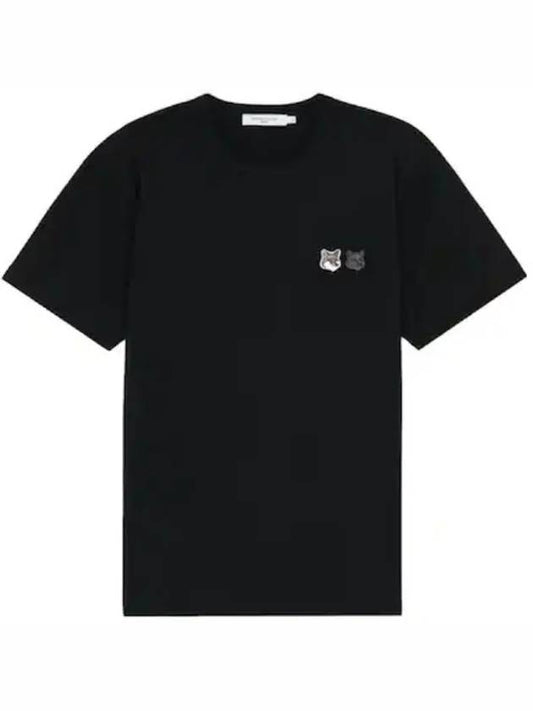 Double Monochrome Fox Head Patch Classic Short Sleeve T-Shirt Black - MAISON KITSUNE - BALAAN 2