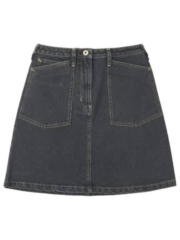 Stone Bleached Denim Skirt Black Women - KENZO - BALAAN 1