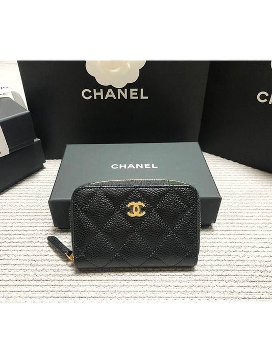 Classic Zipped Coin Purse Grained Calfskin & Gold Black - CHANEL - BALAAN 2