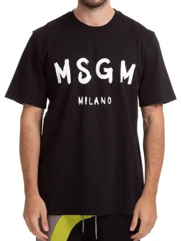 Brushed Logo Short Sleeve T-Shirt Black - MSGM - BALAAN 3