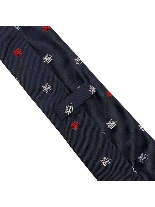 Pegasus Logo Silk Tie Navy - ETRO - BALAAN 9