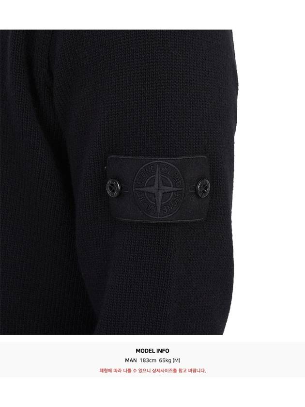 Compass Badge Wool Knit Top Black - STONE ISLAND - BALAAN 7