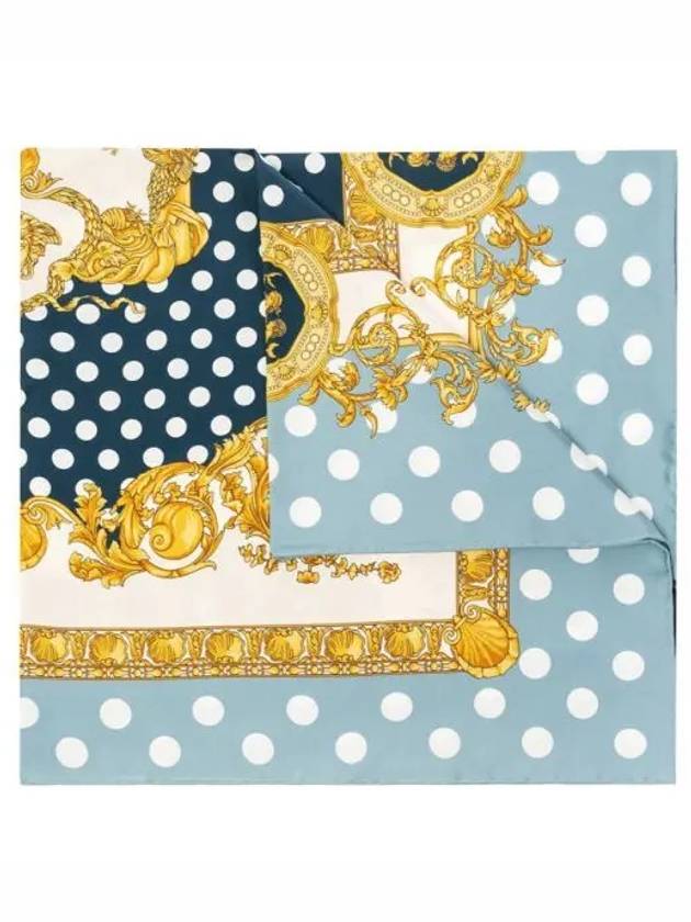 Seashell Baroque Large Silk Foulard Muffler Ivory Blue - VERSACE - BALAAN 2