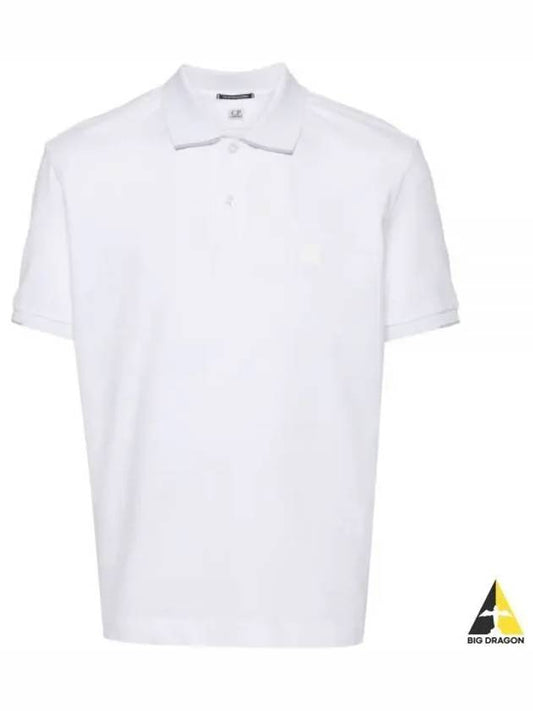 Men's Logo Patch Short Sleeve Polo Shirt White - CP COMPANY - BALAAN 2