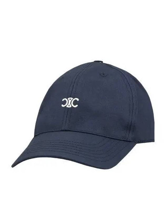 2AA01C969P 07MJ Cotton Gabardine Mini Triomphe Embroidery Baseball Cap Marine - CELINE - BALAAN 2