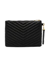 Matelasse Monogram Logo Strap Clutch Bag Black - SAINT LAURENT - BALAAN 3