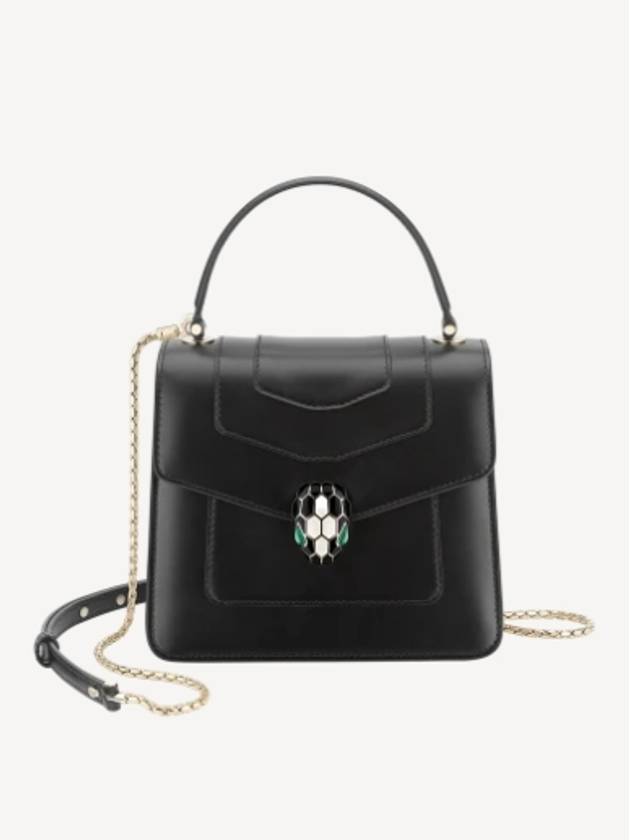 Serpenti Forever Small Top Handle Bag Black 290570 - BVLGARI - BALAAN 1