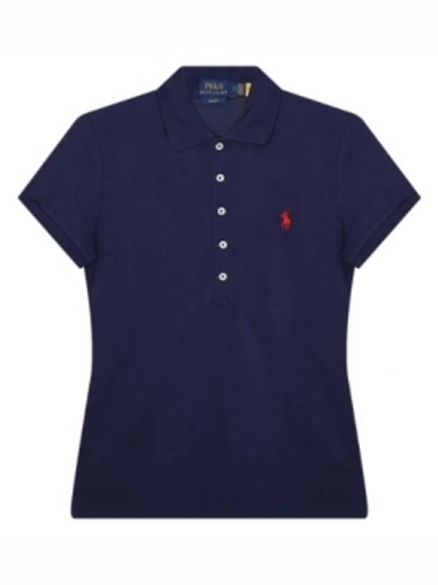 Women's Julie Embroidered Logo Short Sleeve Polo Shirt Navy - POLO RALPH LAUREN - BALAAN 2