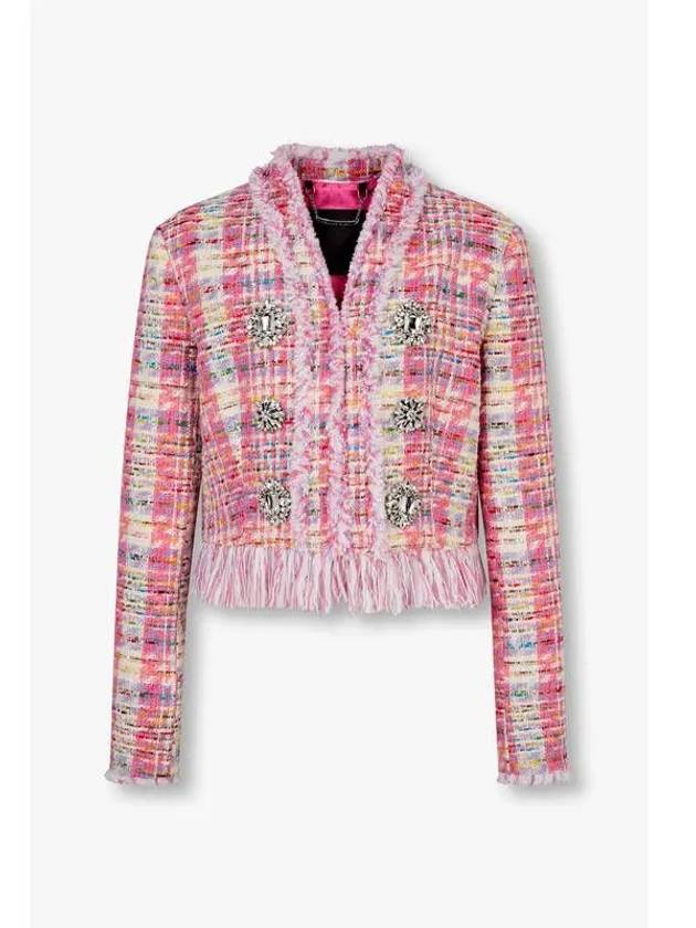 Women s Rhinestone Brooch Tweed Jacket Pink - PHILIPP PLEIN - BALAAN 1