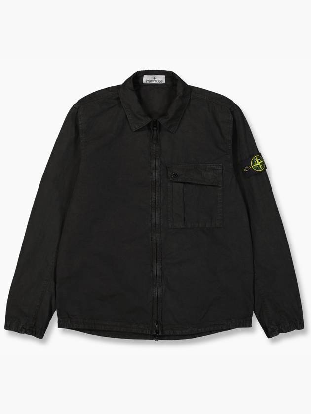 Old Treatment Garment Dyed Overshirt Jacket Black - STONE ISLAND - BALAAN 2