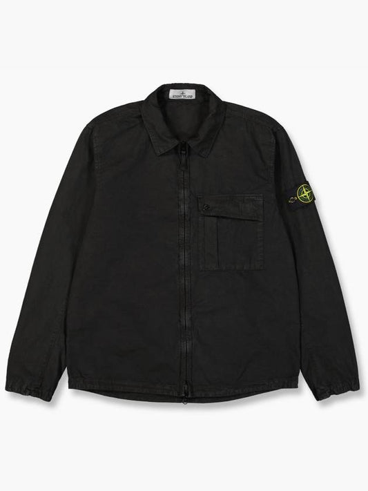 Old Treatment Garment Dyed Overshirt Jacket Black - STONE ISLAND - BALAAN 2