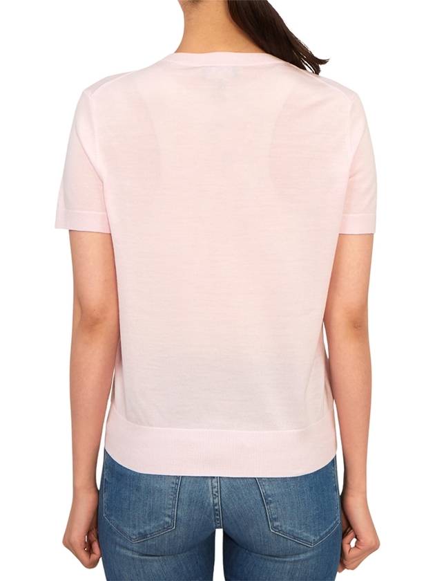 Women's Regal Wool Slim Crew Neck Short Sleeve T-Shirt Pink - THEORY - BALAAN 4