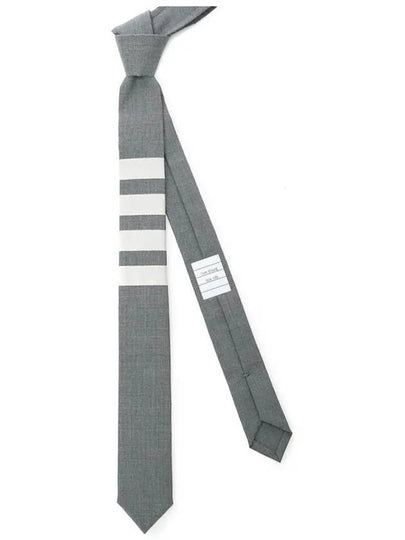 4-Bar Plain Wool Tie Grey - THOM BROWNE - BALAAN 2