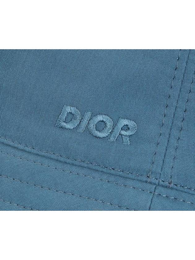 Embroidered Logo Reversible Cotton Bucket Hat Blue - DIOR - BALAAN 5