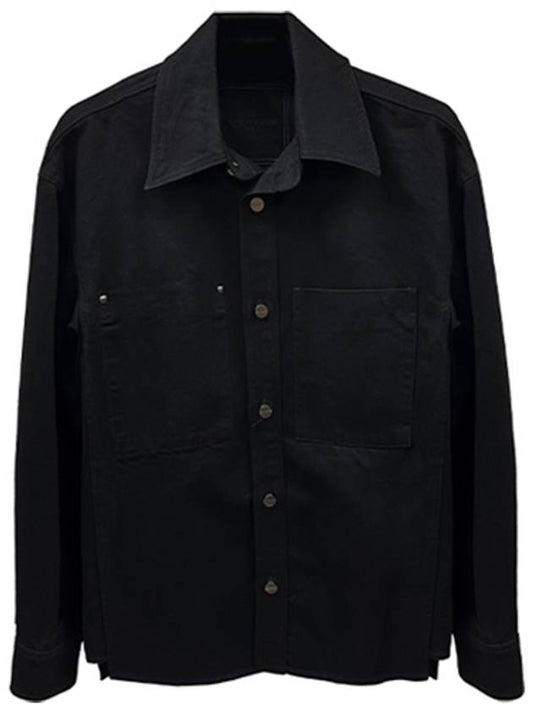 Back Logo Denim Cotton Long Sleeve Shirt Black - WOOYOUNGMI - BALAAN 2