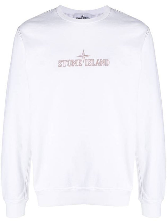 Logo Print Crew Neck Cotton Sweatshirt White - STONE ISLAND - BALAAN 1