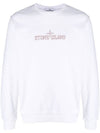 Logo Print Crew Neck Cotton Sweatshirt White - STONE ISLAND - BALAAN 1