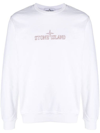 Logo Print Crew Neck Cotton Sweatshirt White - STONE ISLAND - BALAAN 1