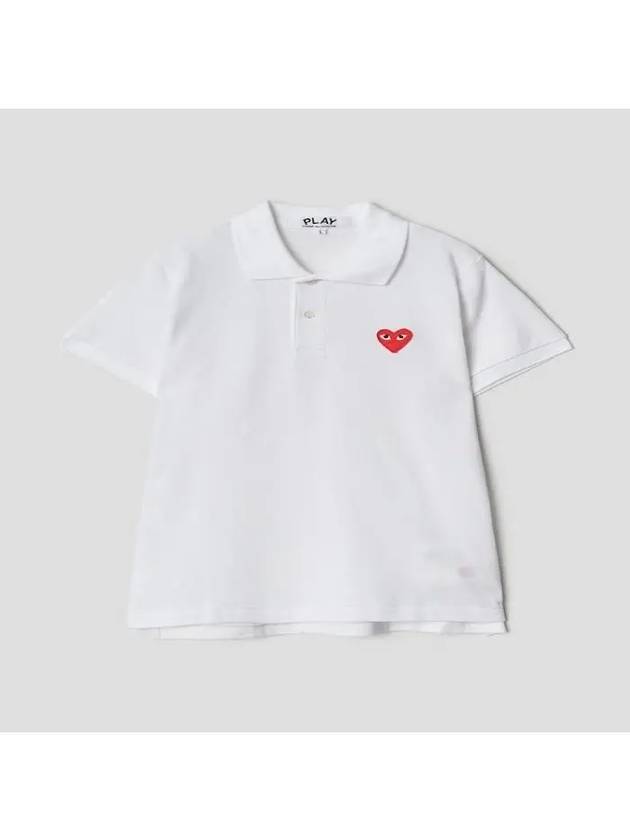 Heart Wappen Short Sleeve Polo Shirt White - COMME DES GARCONS - BALAAN 3