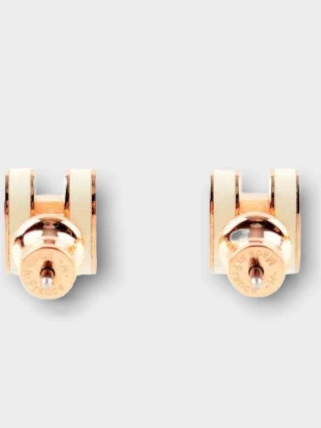 Mini Pop H Earring Rose Gold & Blanc - HERMES - BALAAN 3