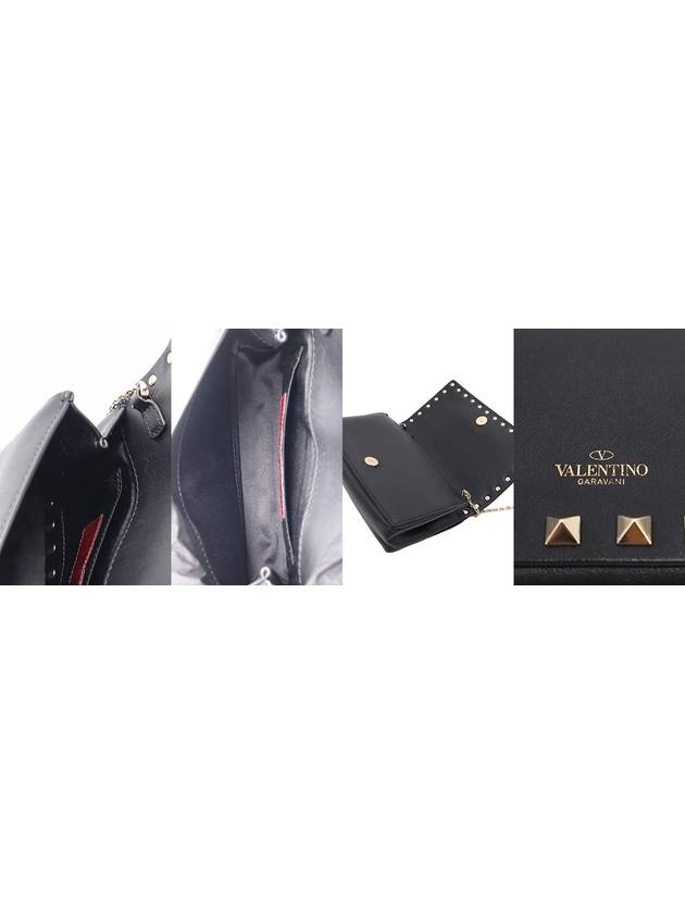 Women s Valentino RW2P0372BOL Black Calfskin Gold Rockstud Chain Cross Bag gt 2WAY Gangbuk used luxury goods - VALENTINO - BALAAN 10