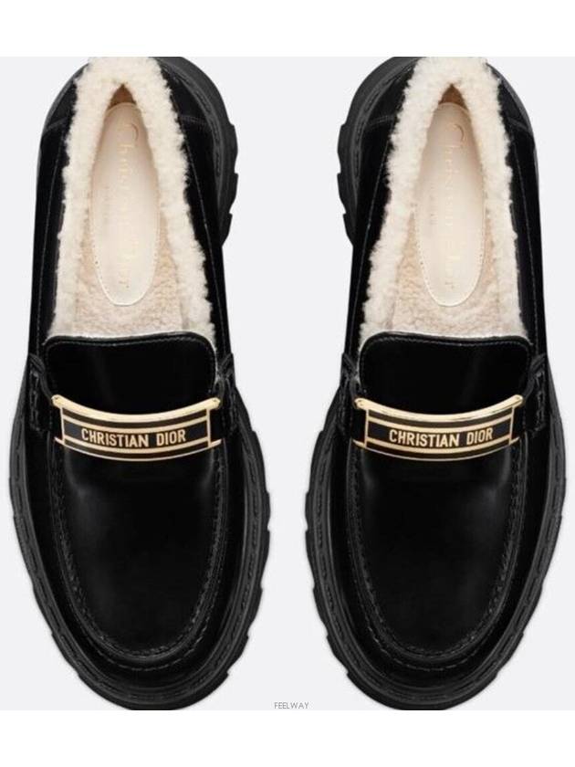 Code Brushed Calfskin Shearling Loafer Black - DIOR - BALAAN 5