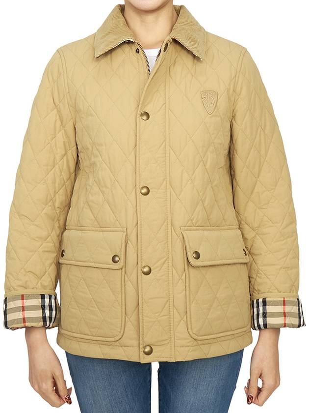 Applique B Shield Corduroy Collar Quilted Jacket Beige - BURBERRY - BALAAN 4