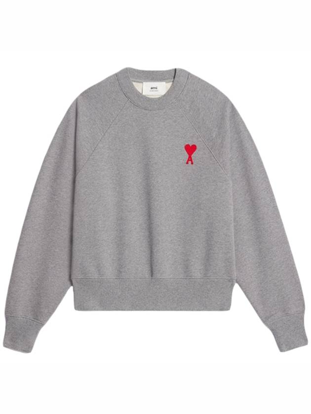 Cotton Heart Logo Sweatshirt Grey - AMI - BALAAN 2