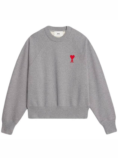 Cotton Heart Logo Sweatshirt Grey - AMI - BALAAN 2