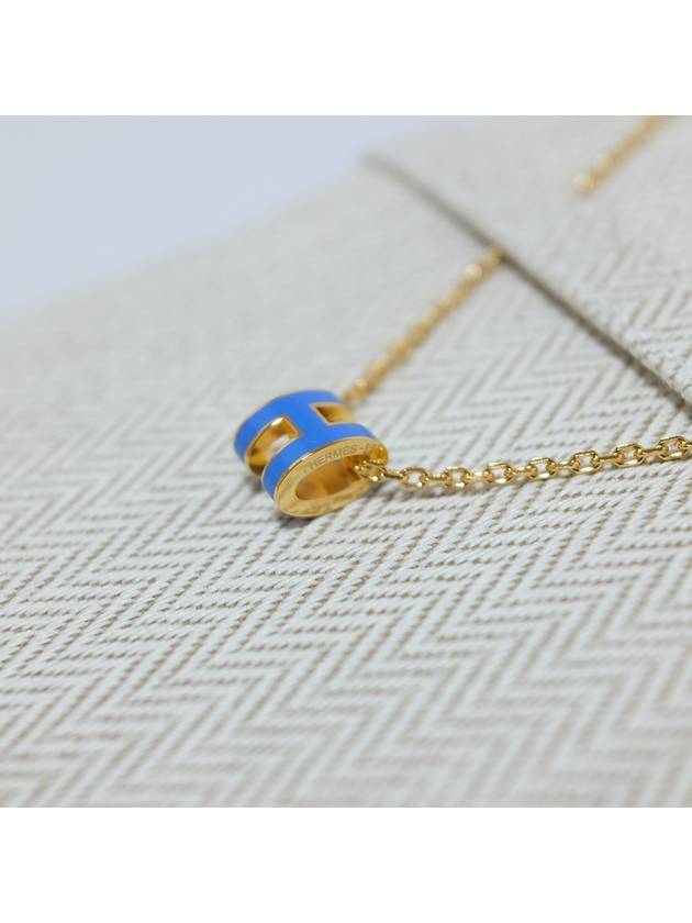 Mini Pop H Pendant Necklace Gold Bleu Sature - HERMES - BALAAN 6